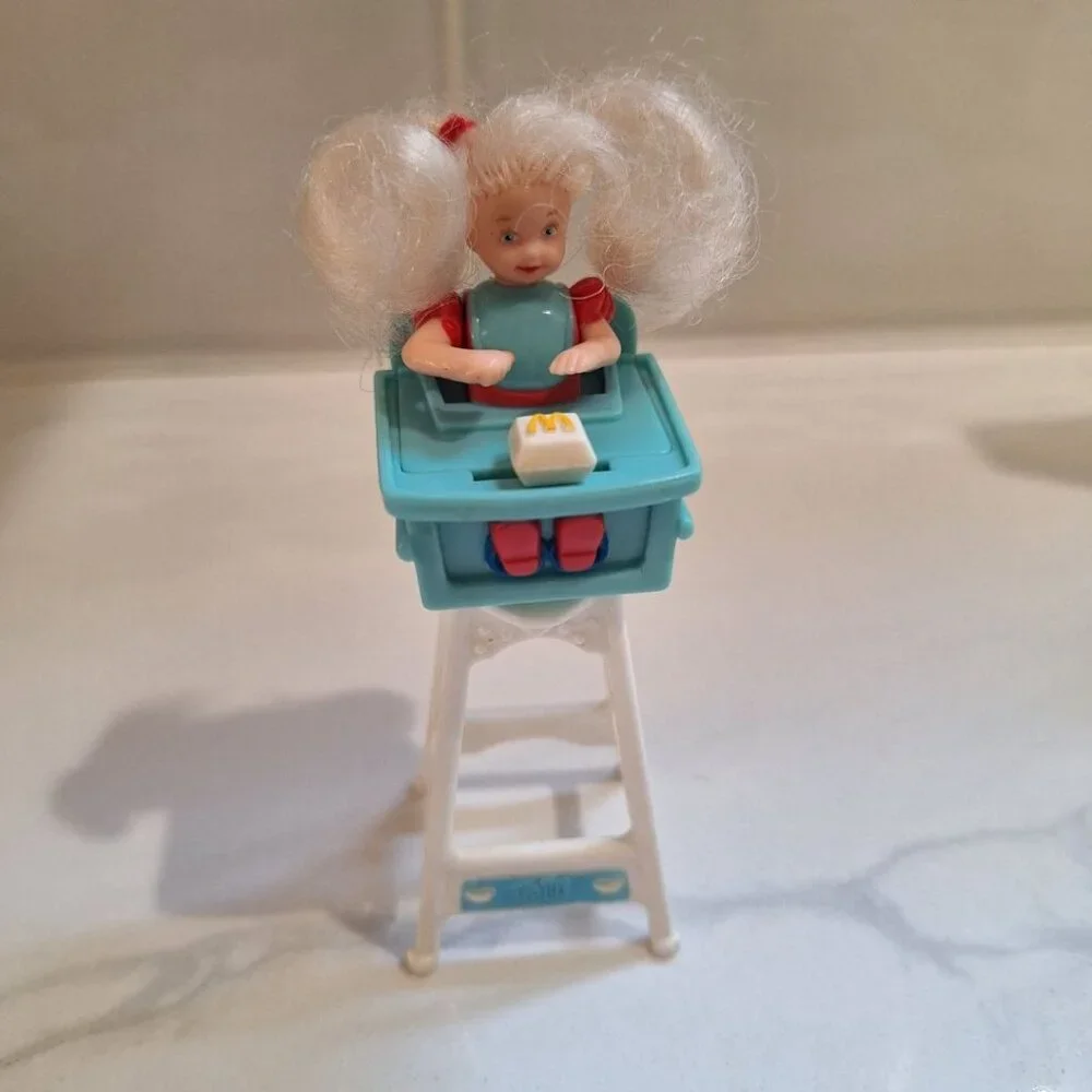1998 Mattel Kelly Barbie High Chair McDonalds Moves Happy Meal Hair Burger‎ Toy